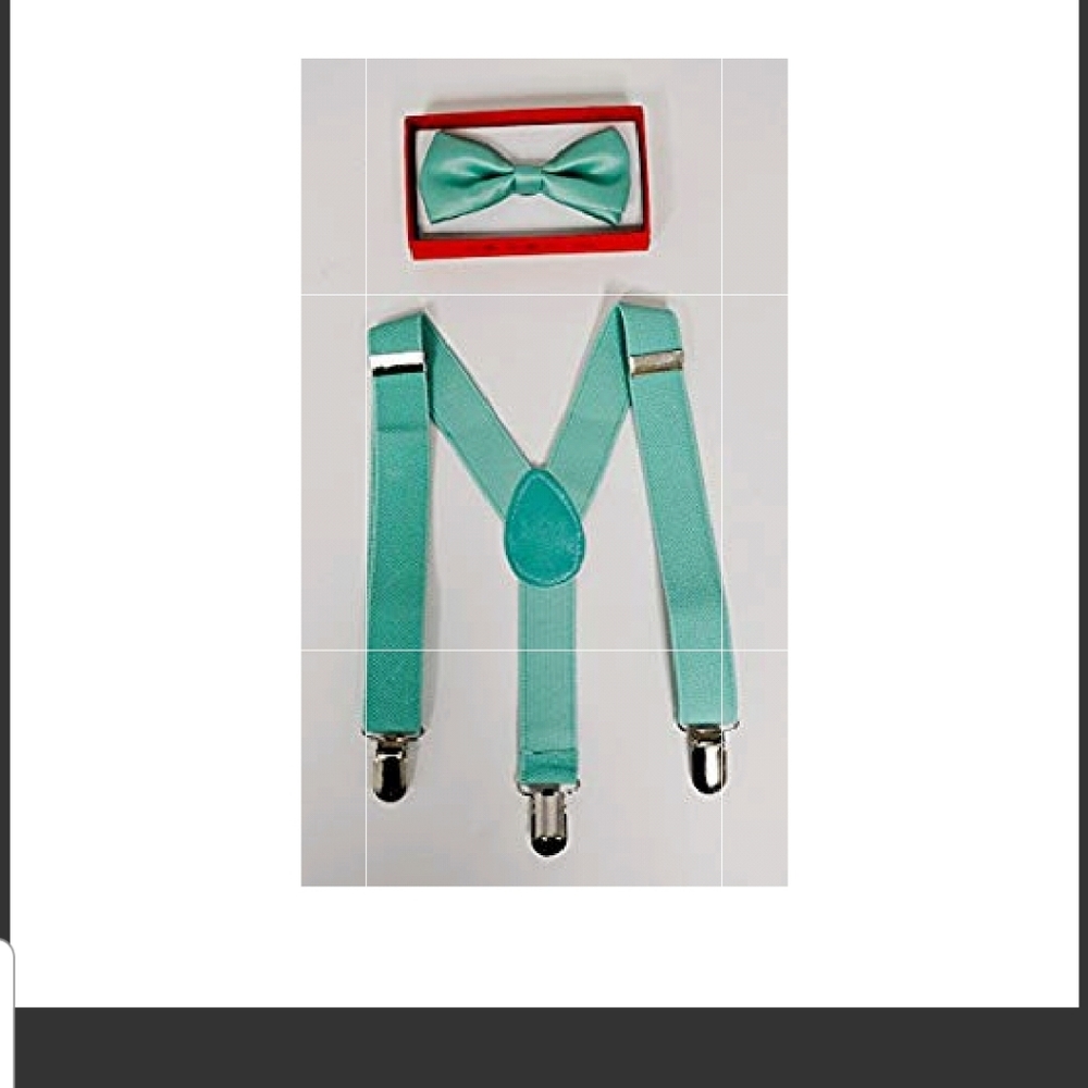 Toddler Kids Children Teal Bowtie Suspender Set